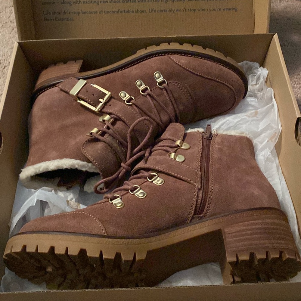 Brown lace up booties size 8.5
